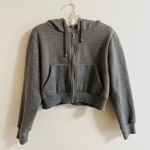 Gray Cropped Hoodie